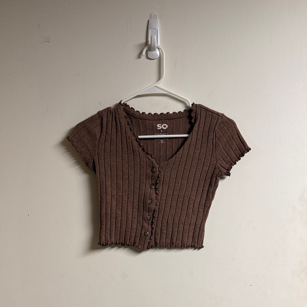 SO Women's Chocolate Ribbed Crop Top